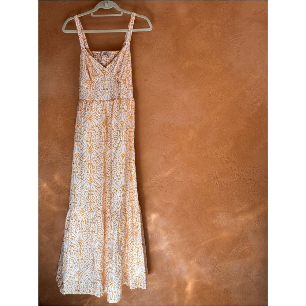 LOFT Embroidered Cotton Smocked Back Maxi Dress Size 6